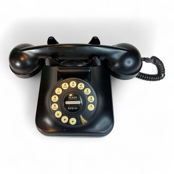 Vintage 1950s Style Retro Black Touch Tone Telephone With Flash & Redial Buttons - Picture 8 of 9